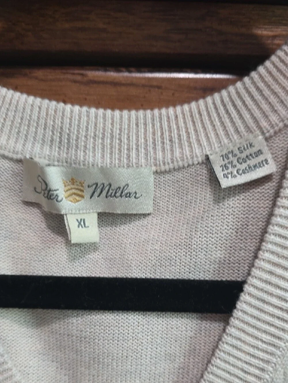 Peter Millar Men's V-Neck Sweater Vest in Light Cream